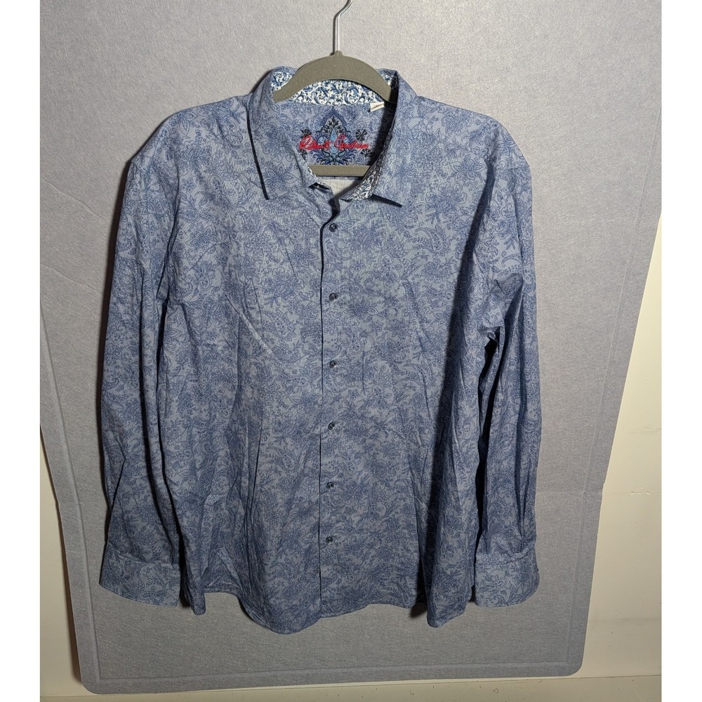 Robert Graham Men's 2XL Blue Paisley Cotton Classic Fit Dress Shirt